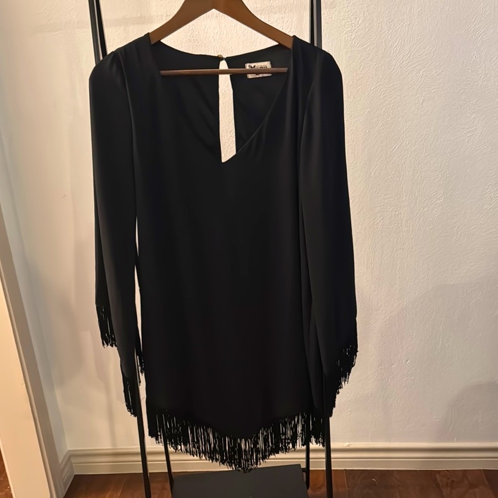 Black Fringe Long Sleeve Show Me Your Mumu Tunic Dress